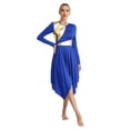 thumbnail image 1 of TSSOE Robe de Danse de Louange pour Femmes Costume de Danse Lyrique Patchwork Métallique Doré Manches Longues Tenue de Danse Bleu G, 1 of 6