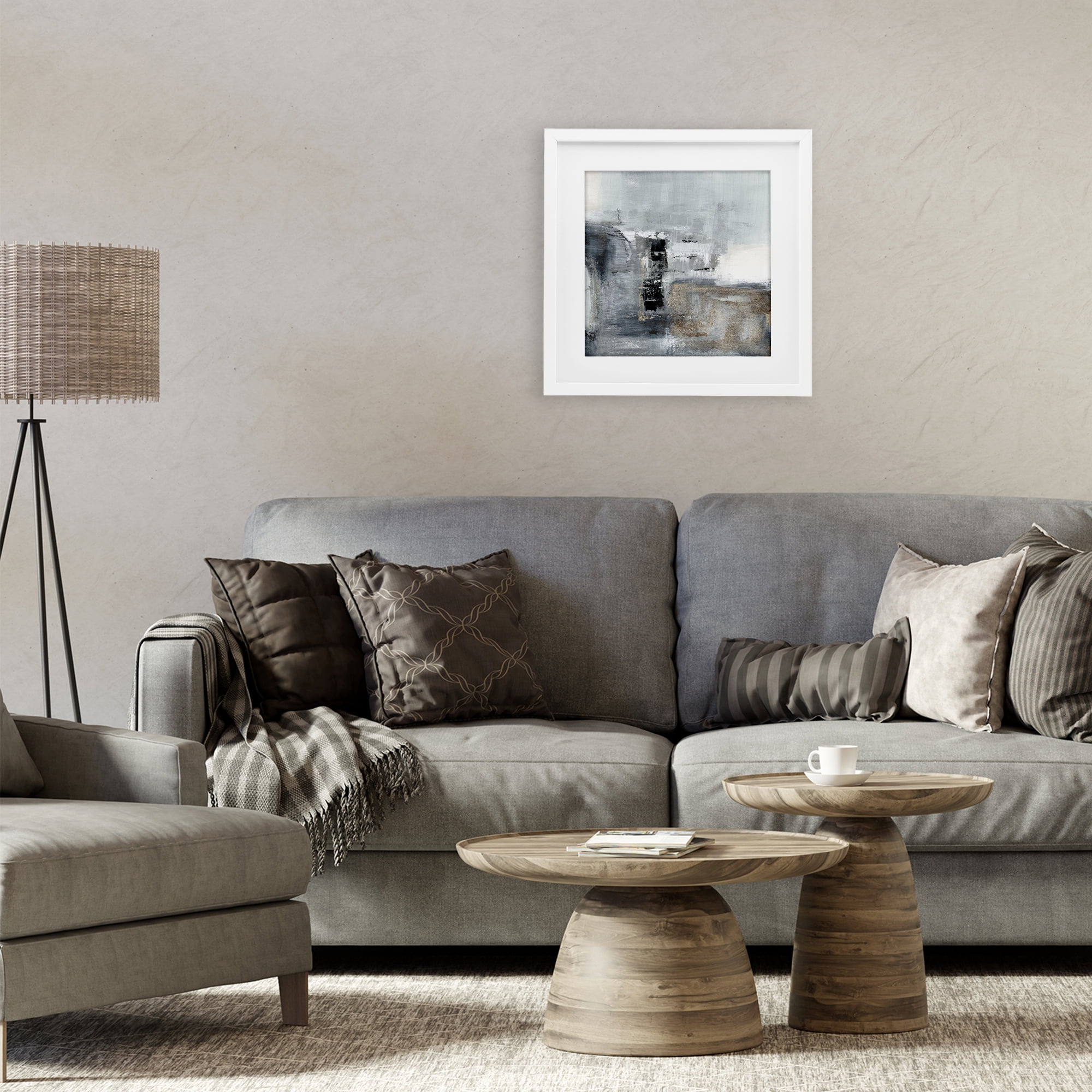 Stupell Industries Still Waters Monochrome Abstraction White Framed Print Under Glass, design by Susan Jill