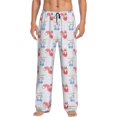thumbnail image 2 of Kdxio Red Squirrel And Blue Rabbit Print Men's Sleep Pajama Pant Lounge Pants with Pockets, 2 of 8