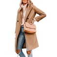 thumbnail image 1 of Abrigo de Invierno para Mujer, Estilo Casual, con Solapa de Muesca y Botonadura Sencilla Caqui XL, 1 of 10