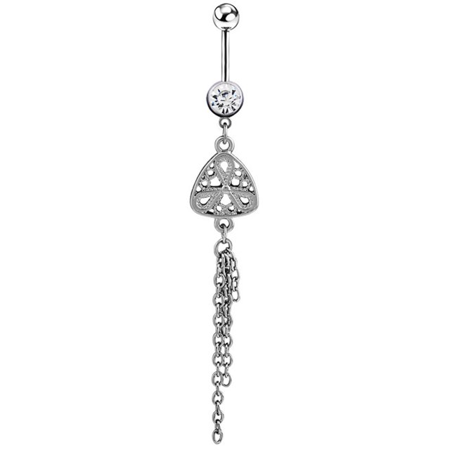 Anillo de ombligo con borla larga en forma de triángulo, joyería para el cuerpo, Piercing antialérgico
