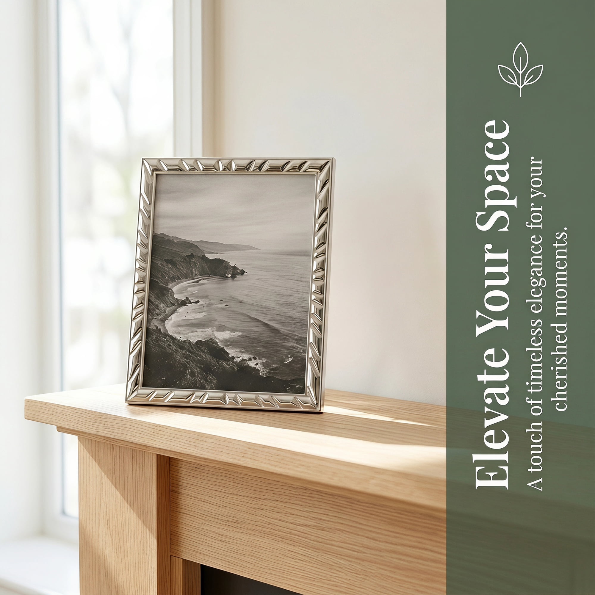 Unique Bargains Beveled Metal Picture Frame Photo Frame with HD Glass Silver 8" x 10"