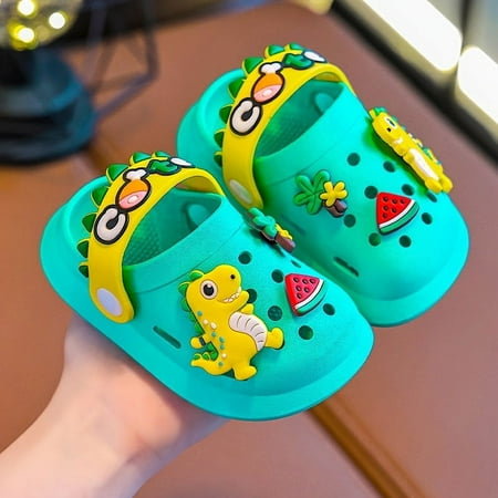 

Trendy Cute Cartoon Dinosaur Decor Slip On Water Shoes For Girls Boys Breathable Lightweight Non-slip Clogs For Outdoor Beach Activities All Seasons