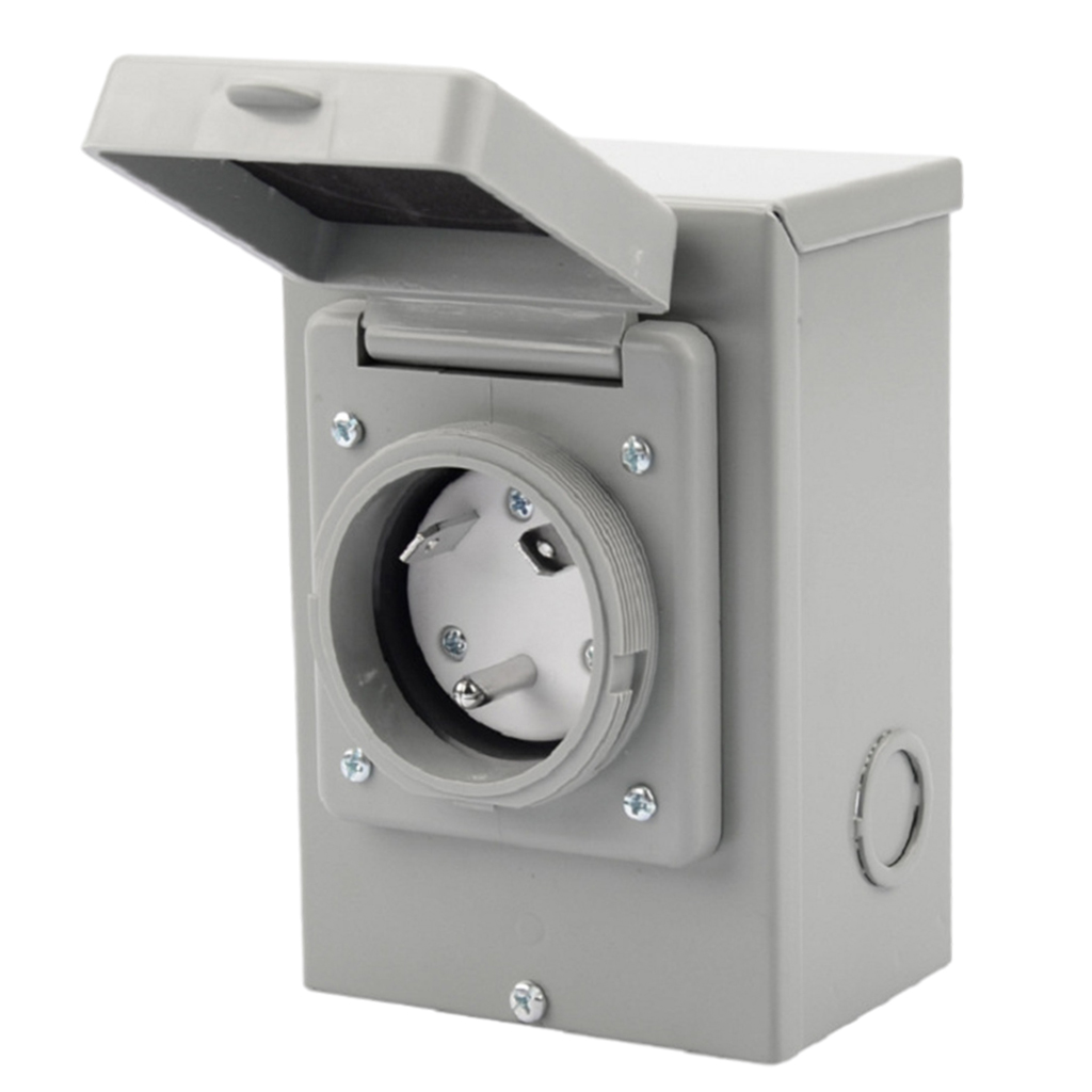 RV Power Outlet Box, 125 Volt Enclosed Lockable RV Outdoor Electrical Receptacle 30Amp NEMA L5