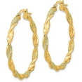 thumbnail image 2 of 14K Yellow Gold Polished and Textured Twisted Hoop Earrings - 37.75mm- Made In Italy, 2 of 6