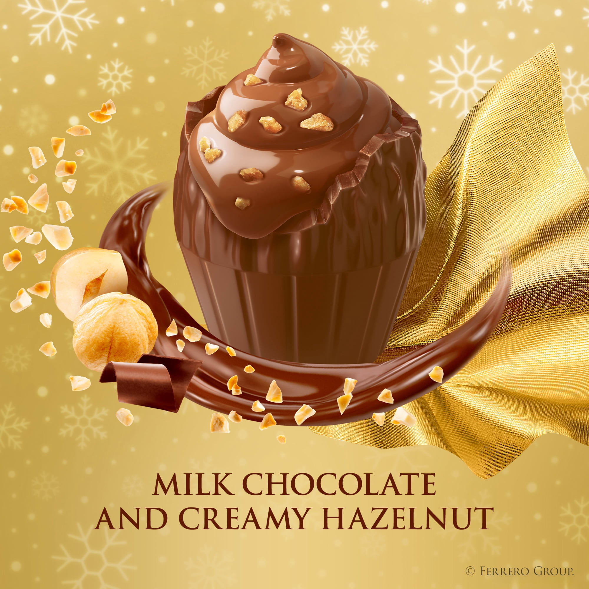 (2 pack) Ferrero Rocher Golden Moments, Premium Milk Chocolate Hazelnut, Individually Wrapped Holiday Chocolate, 3.1 oz bag