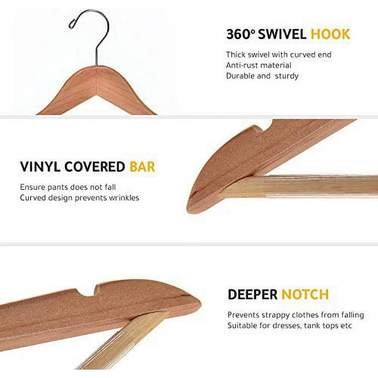 Quality Wooden Hangers Slightly Curved Hanger 80 Pack Sets Solid Wood Coat Hangers with Stylish Chrome Hooks Heavy Duty Clothes Jacket Shirt Pants Suit Hangers Natural 80 Walmart