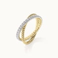 thumbnail image 4 of Silver & Stone Jewels 14K Gold-Plated Twist Band Ring with Sparkling CZ Stones – Elegant Double Row Design for Women, 4 of 6