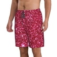 thumbnail image 2 of Bixox Men's Pink Glitter printing Casual Classic Fit Short Summer Beach Shorts, 2 of 6