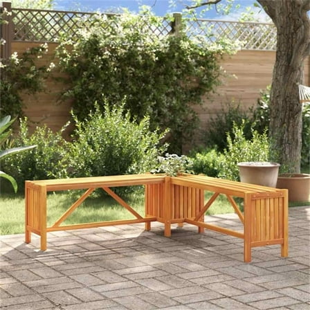 Pemberly Row 46.1 X 46.1 X 15.7" Solid Acacia Wood Garden Bench in Brown