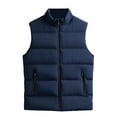 thumbnail image 1 of ZAXARRA Men's Puffer Vest Solid Color Sleeveless Padded Jacket Coat Stand Collar Quilted Waistcoat Fall Winter Tops, 1 of 6
