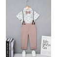 thumbnail image 7 of SANMIO Toddler Baby Boy Clothes Suit Gentleman Wedding Outfits, Formal Dress Shirt with Bowtie + Suspender Pants 1-5 Years, 7 of 7