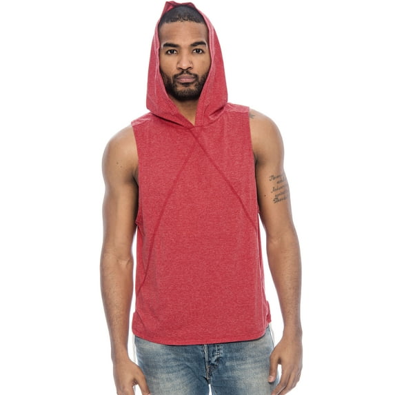 9 Crowns Men's Lightweight Athletic Cut Hoodie Shirt Tank Top (Red, Small)