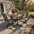 thumbnail image 2 of Decksplore Patio Swivel Chairs Set of 4, Outdoor Dining Chairs High Back All Weather Breathable Textilene Outdoor Swivel Chairs with Metal Rocking Frame for Lawn Garden Backyard Deck, Brown, 2 of 7