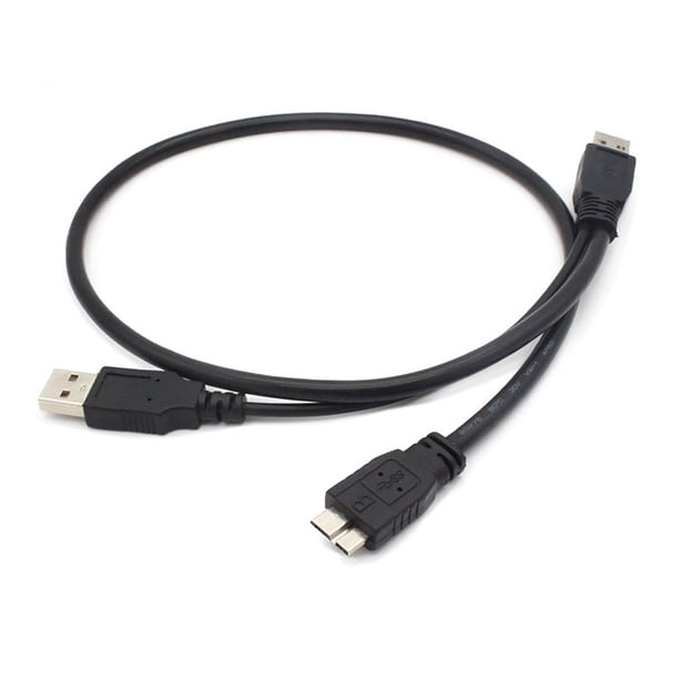 Cable USB 3.0 A macho a Micro B de 60 cm para disco duro móvil, 5 Gbps, forma de Y, doble alimentación, alta velocidad, portátil, externo, convector