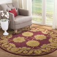 thumbnail image 2 of Safavieh Heritage Collection HG314B Handmade Traditional Oriental Premium Wool Area Rug, 6' x 6' Round, Maroon, 2 of 4