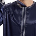 thumbnail image 3 of RXMEKW Long Sleeve Thobe for Men with Neck Zipper and Pocket, Arabic Style Casual Robe in Solid Color, 3 of 7