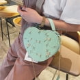 thumbnail image 5 of Women's cute heart shaped bag, synthetic leather heart shaped crossbody bag, zippered closure shoulder bag-green, 5 of 5