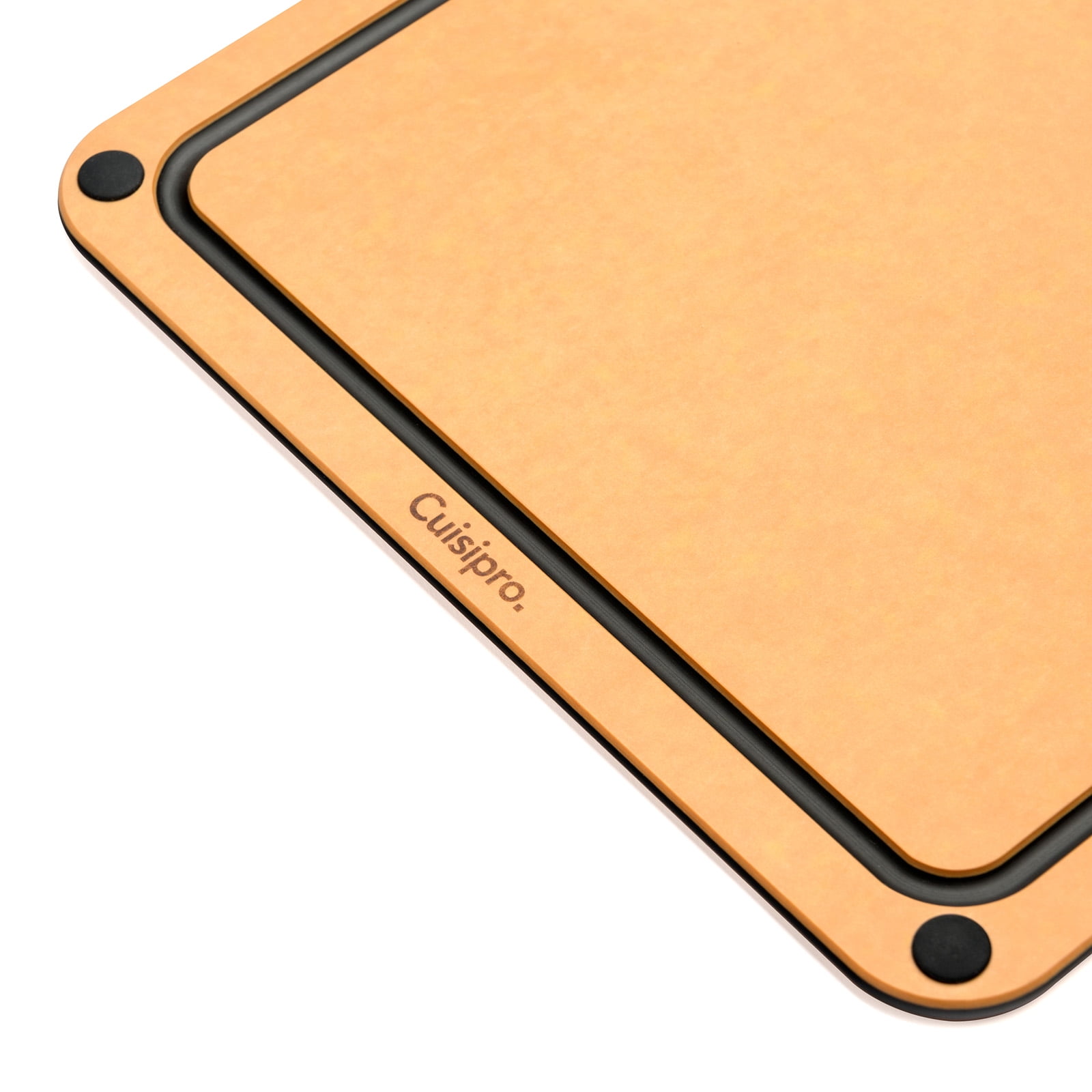 Cuisipro Fibre Wood Cutting Board with Silicone Feet, 16 x 11 Inch, Natural/Slate
