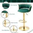thumbnail image 4 of UIXE 360° Swivel Bar Stools Velvet Upholstered Adjustable Bar Chairs Set of 2 with Back & Footrest for Home and Kitchen, Dark Green, 4 of 6