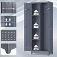 thumbnail image 5 of 65" H Metal Garage Storage Cabinet,Broom Closet Storage Cabinet with Adjust Shelves,Utility Cabinet,Utility Closet for Garage,Gray, 5 of 9