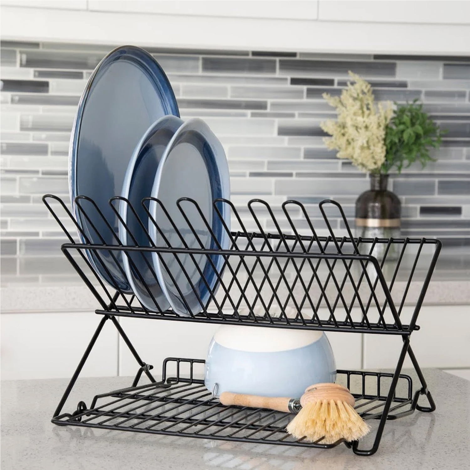 Better Houseware Jr. Folding Dish Rack, Black