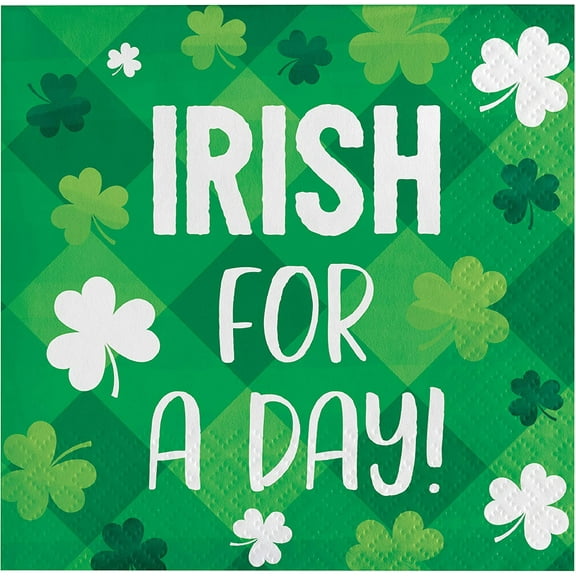 Irish Shamrocks St. Patrick's Day Party Beverage Napkins IRISH FOR A DAY