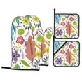 thumbnail image 1 of YFYANG Oven Mitts and Pot Holders Sets 4 Pieces, Non-Slip Heat Resistant Spring Flower Graffiti Kitchen Glove Pot Mat for Cooking and Baking, 1 of 8