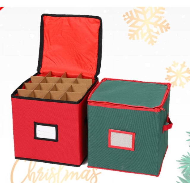 XFHLMJFF Christmas Ornament Storage Box Holds Up To 64 Foldable Compartmented Layer Storage Large Organizer Bin to Protect Store Holiday Decor