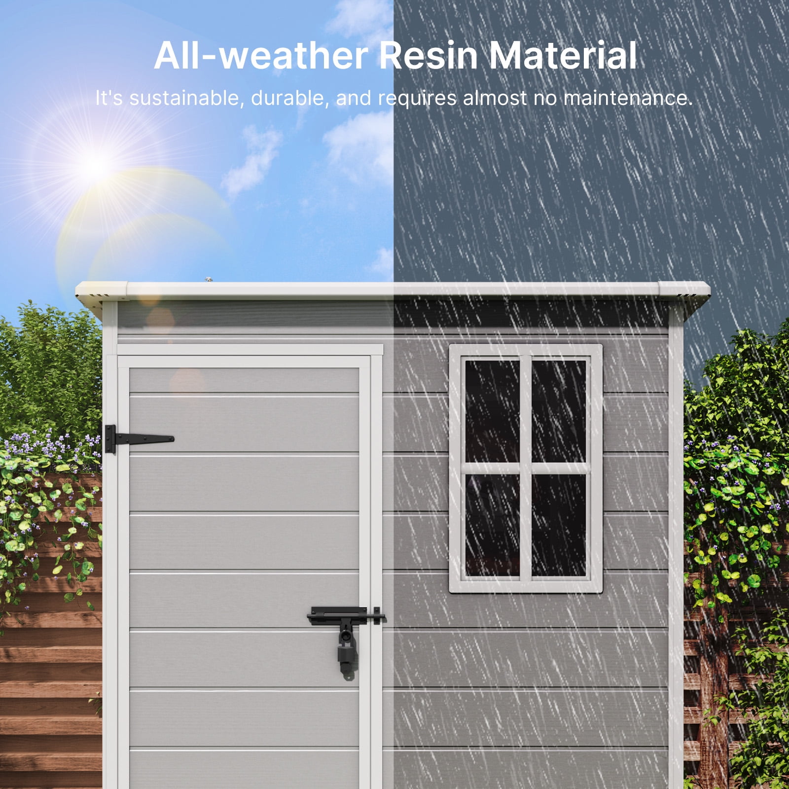 Jolifa Resin Shed 5x3 FT – Eco-Friendly Outdoor Storage Solution for Tools, Equipment, and Garden Supplies