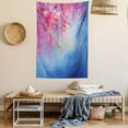thumbnail image 2 of Watercolor Flower Home Decor Tapestry, Sakura Branches Hangs down Dramatic Night Oriental Plant Image, Wall Hanging for Bedroom Living Room Dorm Decor, 40W X 60L Inches, Pink Blue, by Ambesonne, 2 of 5