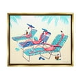 thumbnail image 3 of Stupell Industries Pink Flamingos Lounging Beach Chairs Tropical Scene Graphic Art Metallic Gold Floating Framed Canvas Print Wall Art, Design by Amelie Legault, 3 of 5