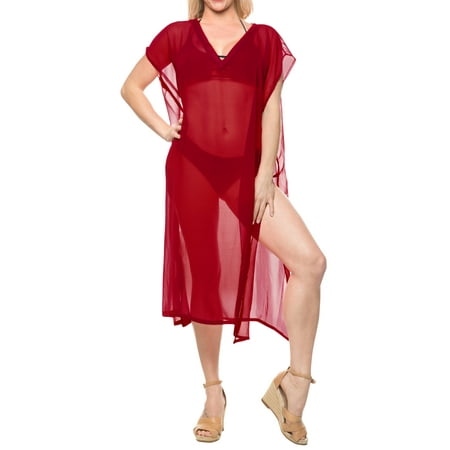 

HAPPY BAY Women s Short Front Tie Swimsuit Cover Ups L-XL Red-AC101
