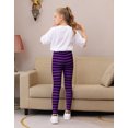 thumbnail image 6 of HDE Girl's Leggings Holiday Stretchy Full Ankle Length Stripe and Black Tights Purple and Black Stripes 4-5, 6 of 6