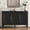 Black, variant on CozyHome Green Storage Cabinet, Mid-Century Buffet Cabinet with 2 Doors & 3 Drawers, Accent Sideboard Cabinet with Adjustable Shelves & Turned Legs, Great for Entryway, Living Room, Dining Room