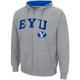 thumbnail image 2 of Men's Colosseum Heathered Gray BYU Cougars Arch & Logo 3.0 Full-Zip Hoodie, 2 of 3