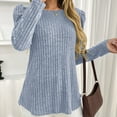 thumbnail image 7 of Miluxas Womens Tops Crewneck Puff Long Sleeve Shirts Dressy Ribbed Knit Tunics Elegant Pullover Sweaters Light Blue S(S), 7 of 7