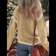 thumbnail image 5 of Suéteres para Mujer, Cuello Redondo Liso, Corte Holgado, Larga, Punto en Contraste, Jersey, Tops Caqui XL, 5 of 9