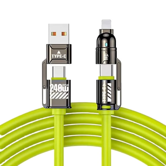 4 in 1 Charging Cable, 3.3FT USB C Cable & Data Transfer, Fast Charging for iPhone 17/16/15/14/13/12/11/10/9/8,Macbook,iPad,Samsung,Green