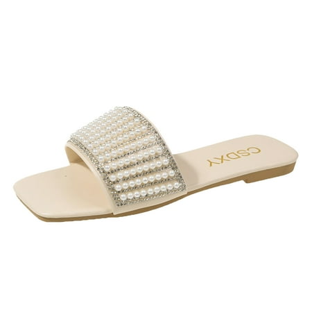 

YanHoo Boho Slide Sandals for Women Girls Dressy Low Wedge Sandal Casual Open Toe Flat Sandals Summer Beach Slip on Sandals Platform Sandals