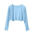 thumbnail image 3 of AGWOLF Women's Short Cardigan Bolero Shrug Sheer Tie Front Top Sun Protection Long Sleeve Jacket for Dress Sky Blue Free Size, 3 of 6