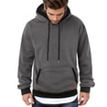 thumbnail image 2 of JTieacloth Winter Hoodies Mens Autumn And Winter Fashion And Leisure Solid Color Matching Hooded Drawstring Pocket Pullover Sweater Top Gray, 2 of 4