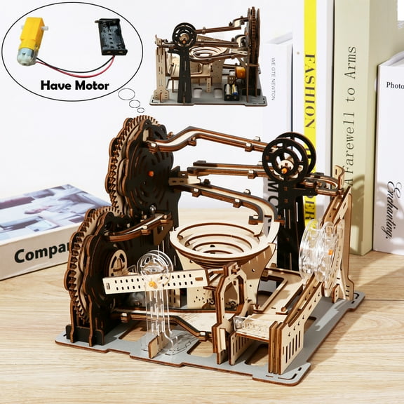 Aljoin 168 Piece Electromechanical Track Rolling Marble Wooden 3D Puzzles