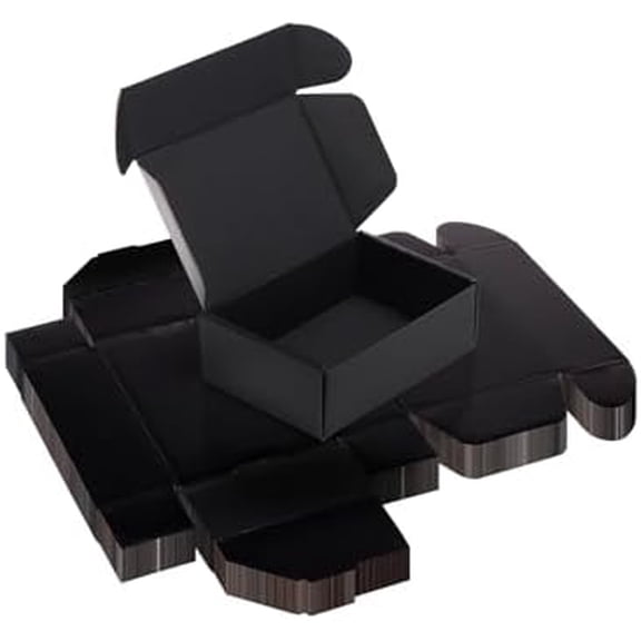 6x4x2 Inches Black Small Shipping Boxes Pack of 20, Cardboard Corrugated Gift Mailer Boxes for Packaging Small Business Mailing Present