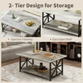 thumbnail image 4 of Cvortll Coffee Table Round Corners, 2 Tier Living Room Table with Storage Shelf, Rectangular Tabletop Center Desk for Small Spaces, Grey, 4 of 13
