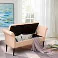 thumbnail image 6 of Alunaune Upholstered Storage Bench for Bedroom End of Bed Bench Ottoman, Tufted Entryway Bench Settee, Modern Fabric Footstool with Arms for Living Room-Tan, 6 of 19