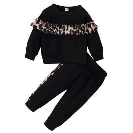 

KIDKIDGO Infant Baby Girl Clothes Outfits Leopard Printed Tops + Pants Outfits 2-Piece Set 9-12 Months