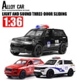 thumbnail image 3 of 1:36 Police Cars Alloy Models Diecast Toy Pull Back Alloy Car Model Sound And Light Power Children's Toy Birthday Boys Gifts Red, 3 of 6
