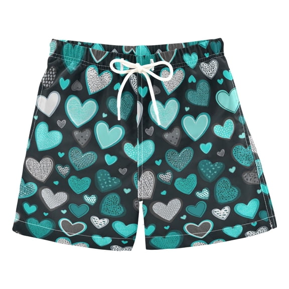 joogoo Boy Swim Trunks Hearts Bathing Beach Board Shorts M