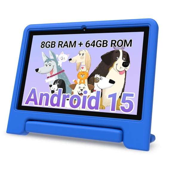 2025 Kids Tablet, 10.1 Inch Android 15 Tablet for Kids, 8+64GB Storage (1TB Expand), Octa-Core, WiFi 6, Pre-Installed Educational